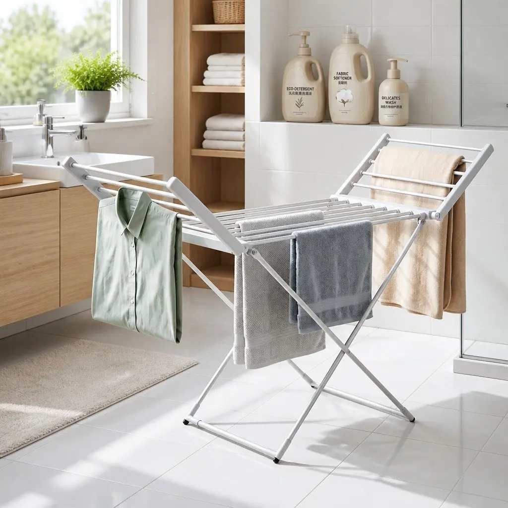Electric Heated Towel Rail Rack Indoor Portable 18 Bars