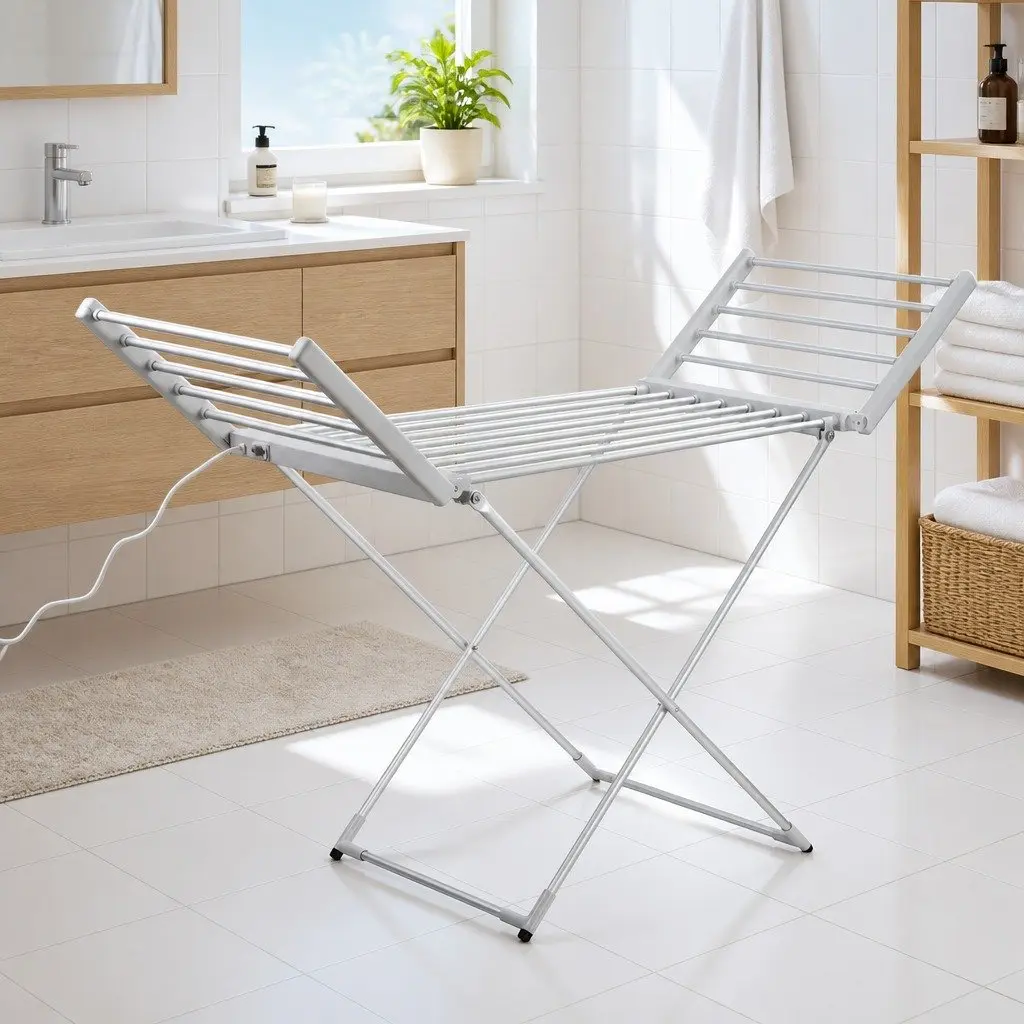 Electric Heated Towel Rail Rack Indoor Portable 18 Bars