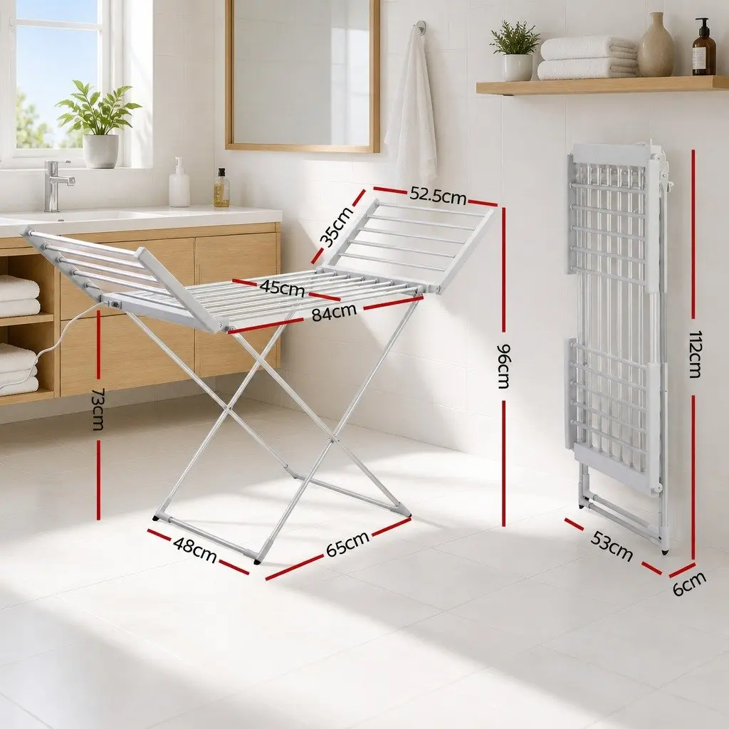 Electric Heated Towel Rail Rack Indoor Portable 18 Bars