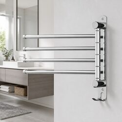 4-Bar Wall-Mounted Stainless Steel Towel Rail - 36x25cm