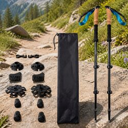 Trekking Poles Specifications: Adjustable 62-135cm, 200g Each