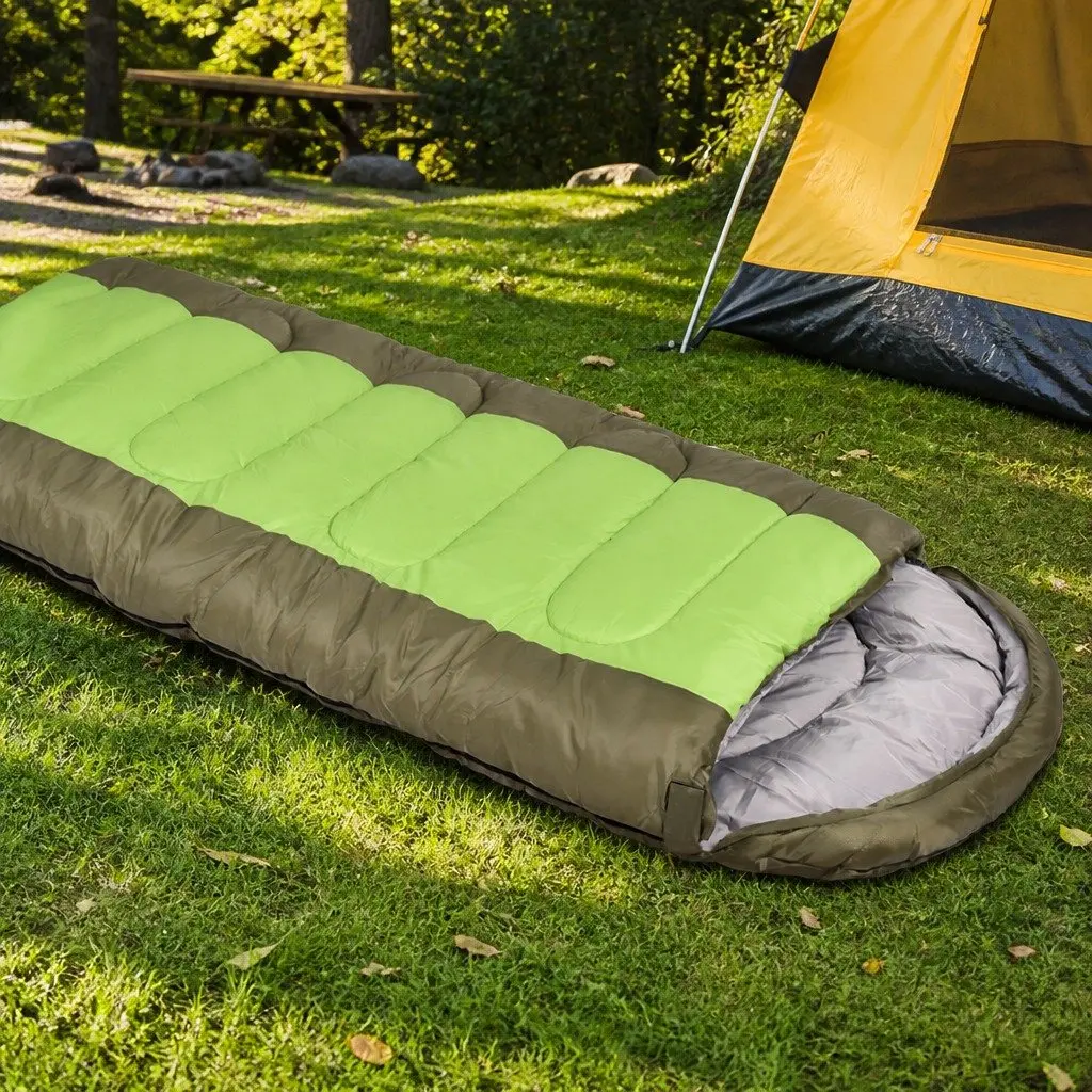 Sleeping Bag Outdoor Camping Cold Weather Green 220cm x 85cm