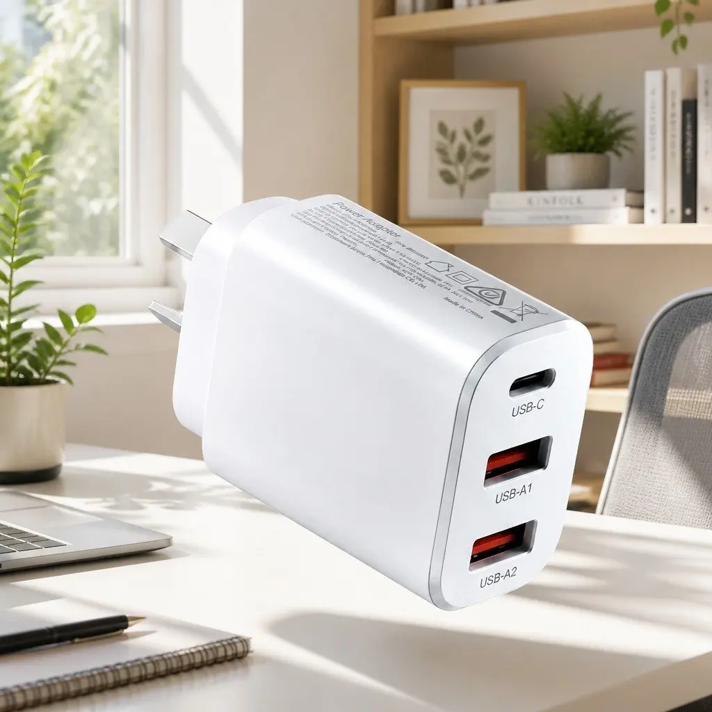 USB C Charger Wall Adapter 30W Fast Charging 3 Port for Home Office Travel White
