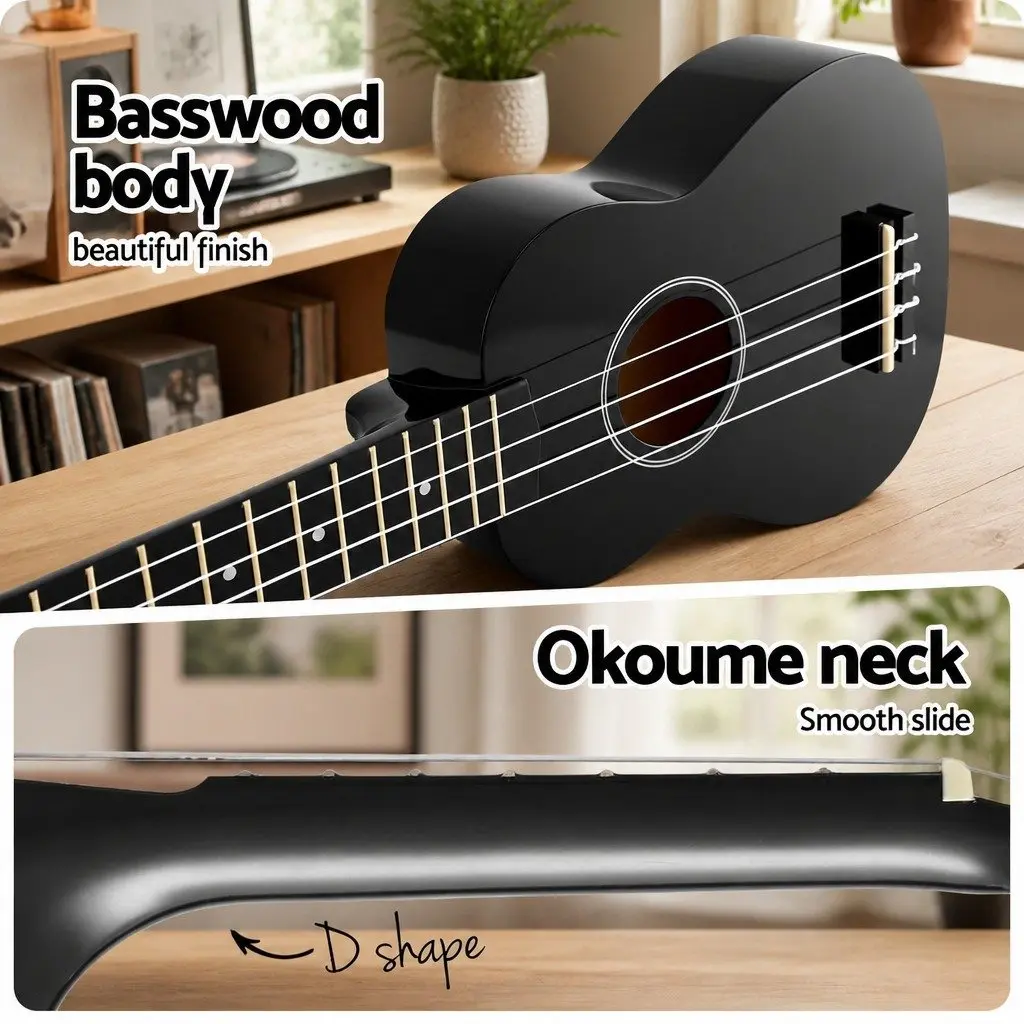 21 Inch Ukulele Beginner Basswood Nylon Strings Arched Back Tuning Carry Bag