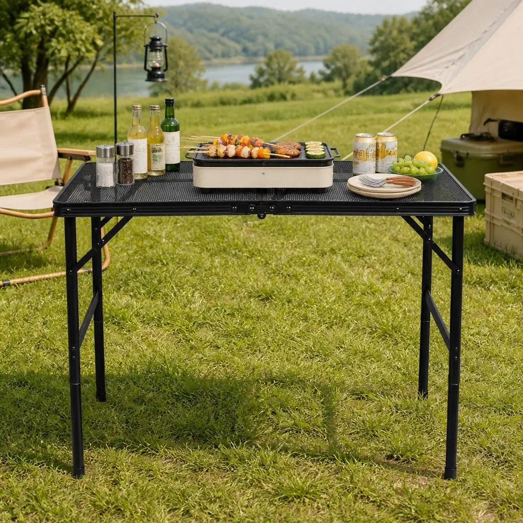 Folding Grill Table Portable BBQ Camping Outdoor 90cm x 60cm x 40/70cm