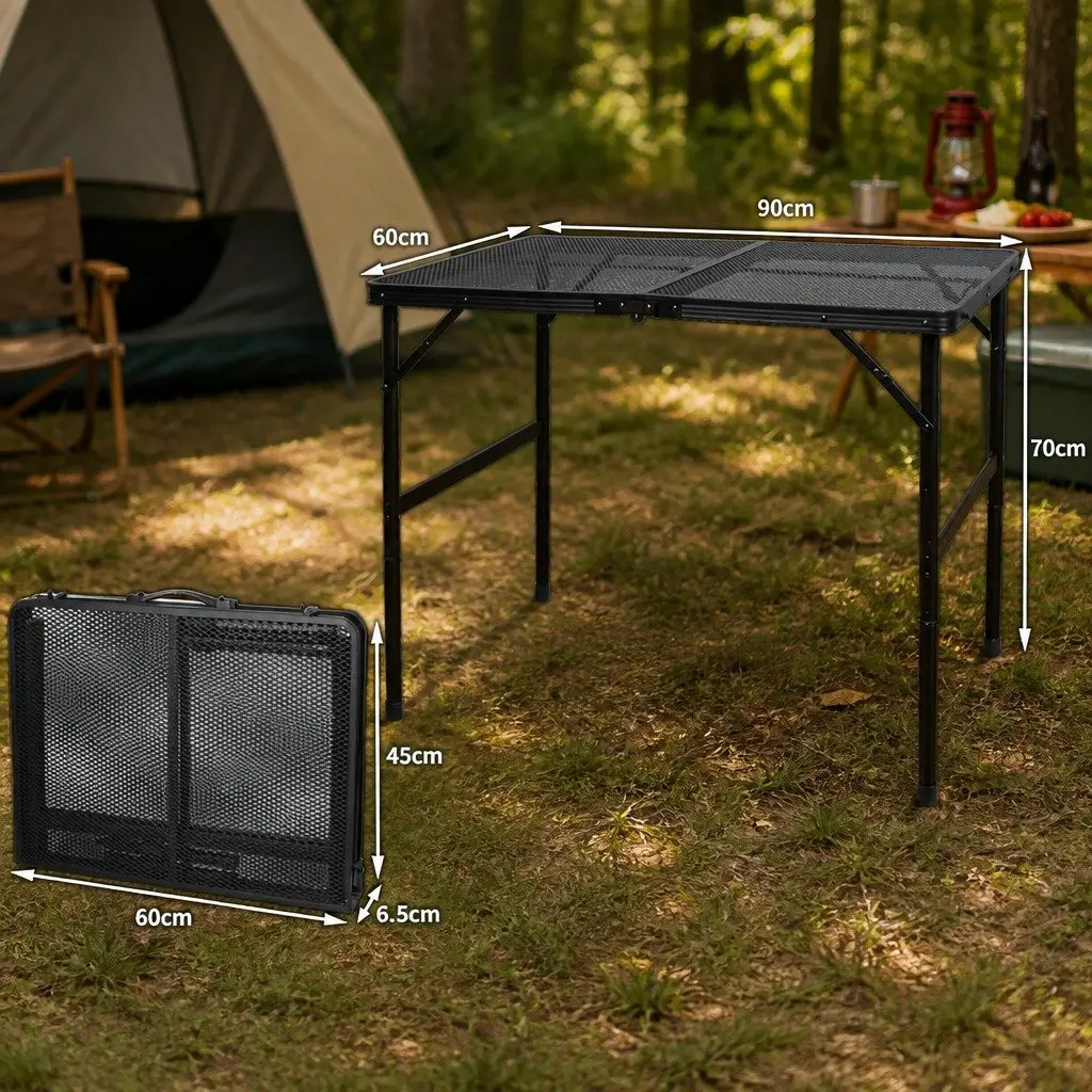 Folding Grill Table Portable BBQ Camping Outdoor 90cm x 60cm x 40/70cm