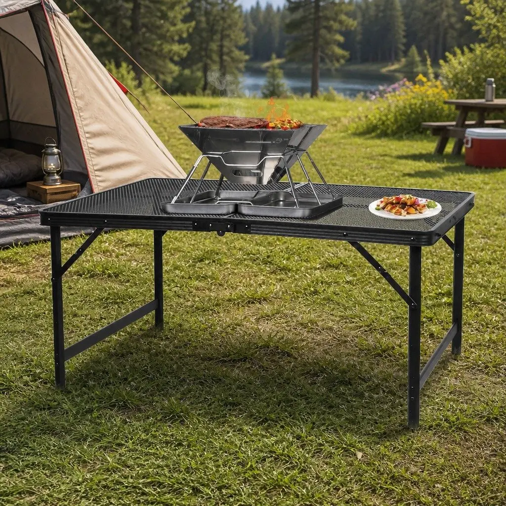Folding Grill Table Portable BBQ Camping Outdoor 90cm x 60cm x 40/70cm