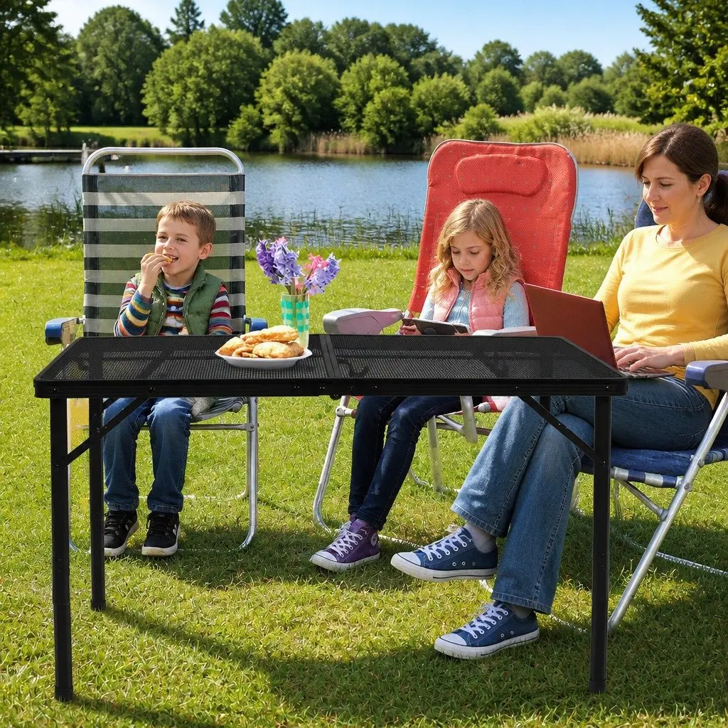 Folding Grill Table Portable BBQ Camping Outdoor 90cm x 60cm x 40/70cm