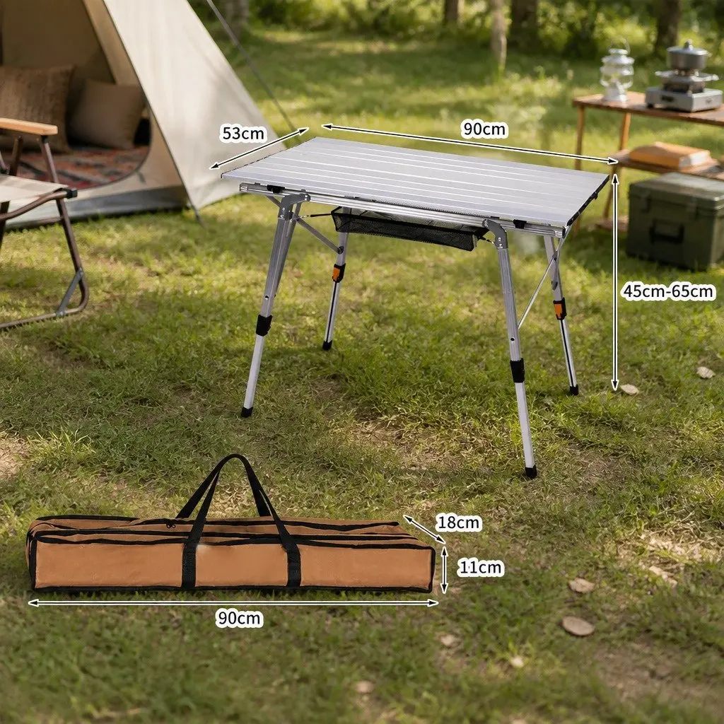 Camping Table Roll Up Folding Portable Outdoor Picnic BBQ Trestle with Carry Bag