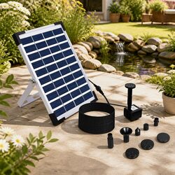 Solar Fountain 5W Outdoor Water Feature Powered Polycrystalline Panel 8 Nozzles