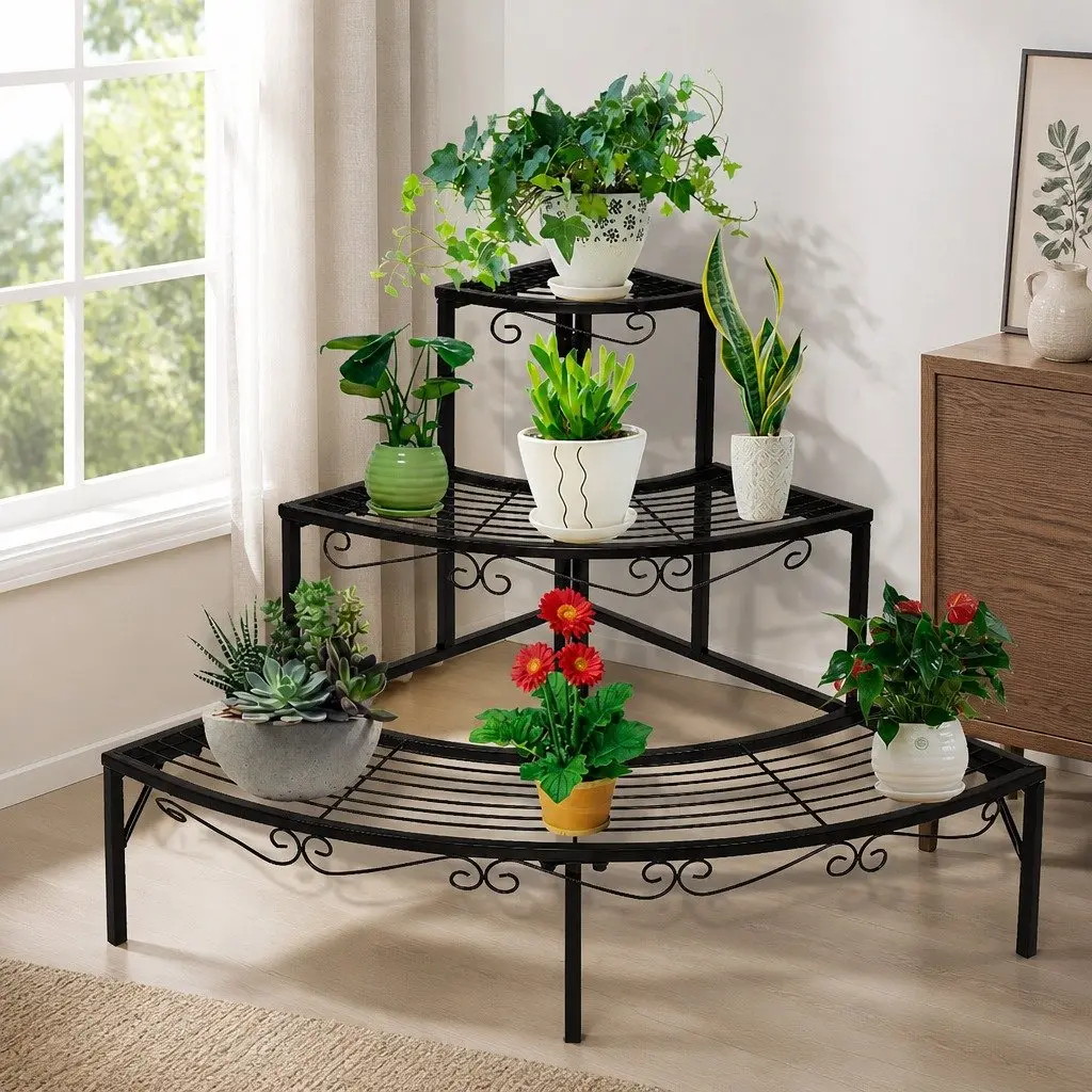 3-Tier Plant Stand Indoor Outdoor Garden Flower Pot Display Organiser Shelf 84cm x 60cm x 60cm