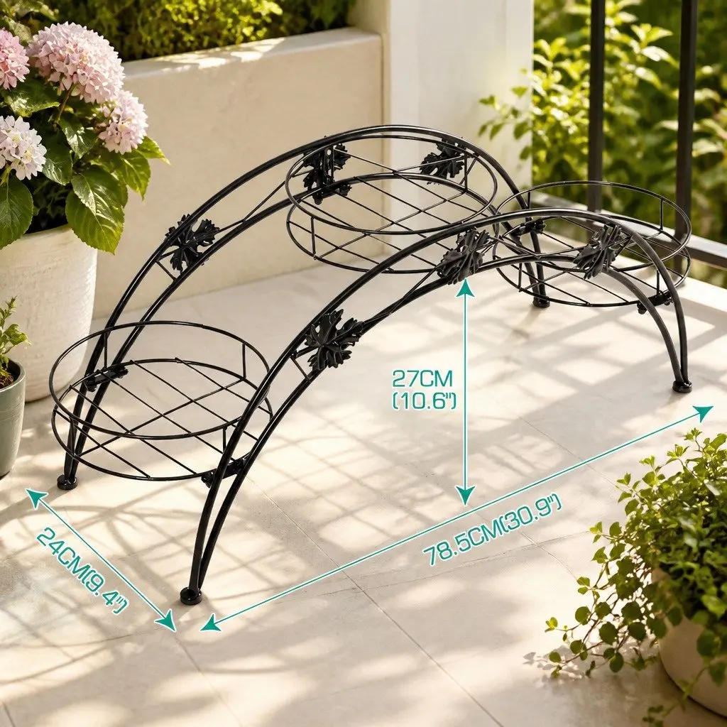 Metal Plant Stand Indoor Outdoor Steel Frame Rust Resistant Garden Organizer