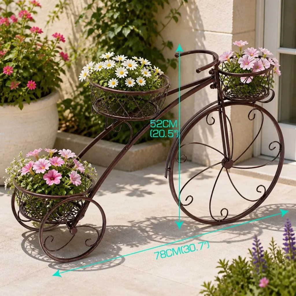 Metal Plant Stand Indoor Outdoor Steel Frame Tiered Pot Display