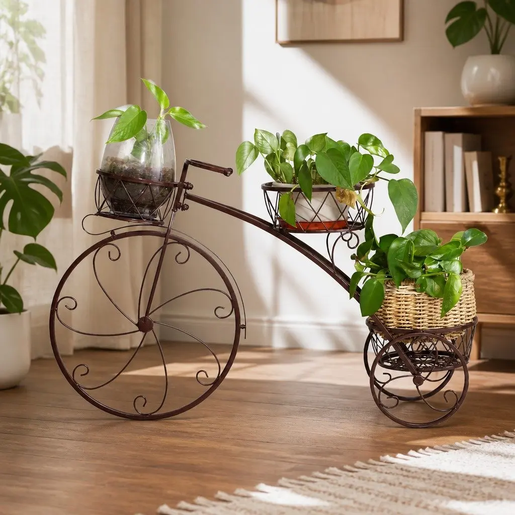 Metal Plant Stand Indoor Outdoor Steel Frame Tiered Pot Display