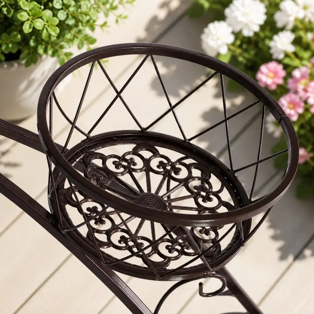 Metal Plant Stand Indoor Outdoor Steel Frame Tiered Pot Display