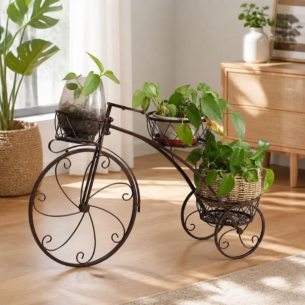 Metal Plant Stand Indoor Outdoor Steel Frame Tiered Pot Display
