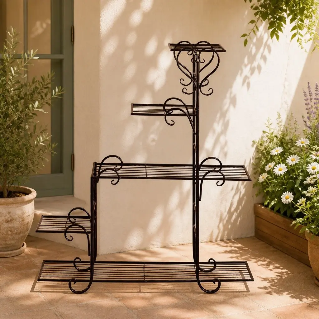 5 Tier Metal Plant Stand Indoor Outdoor Garden Balcony Patio Flower Pot Shelf
