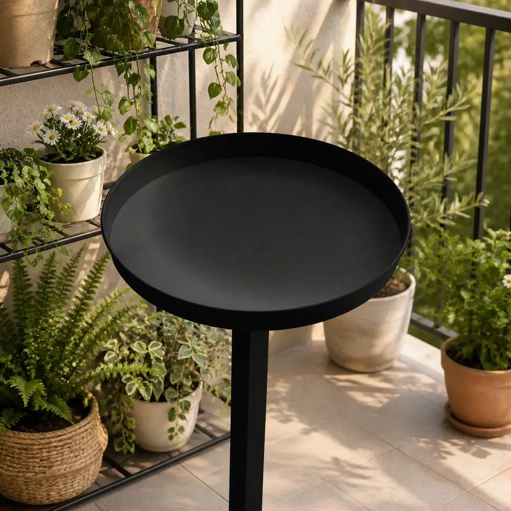 5 Tier Plant Stand Indoor Outdoor Black Metal Display Shelf Large