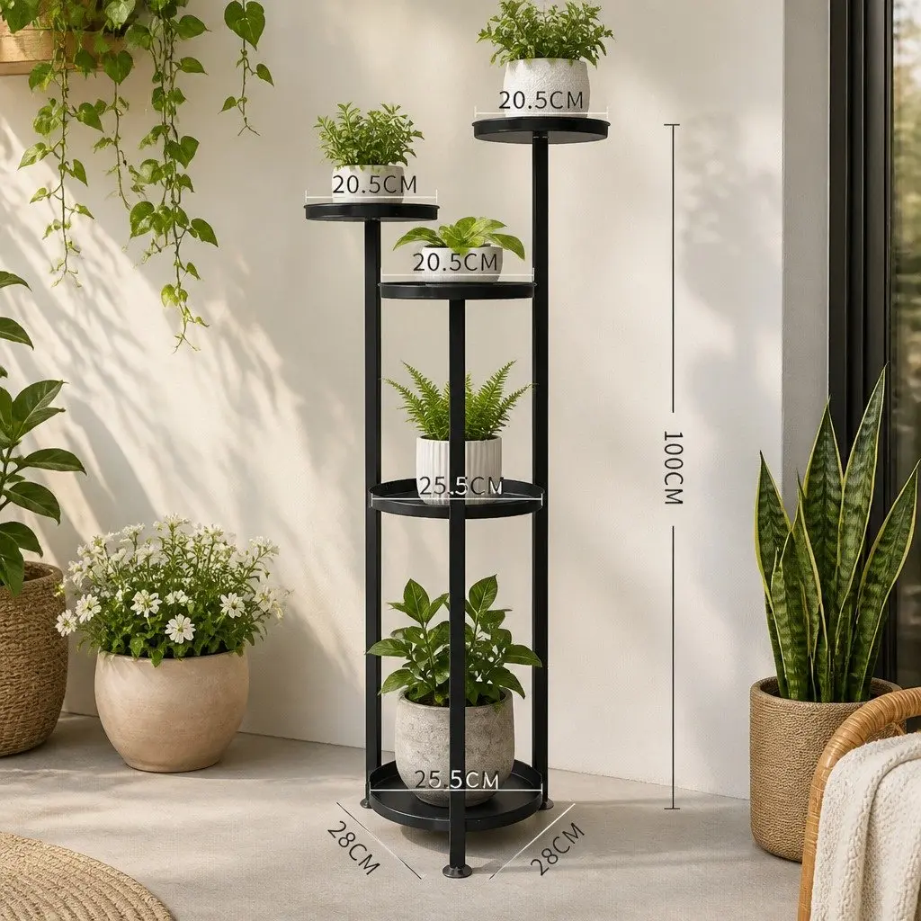 5 Tier Plant Stand Indoor Outdoor Display Shelf Black