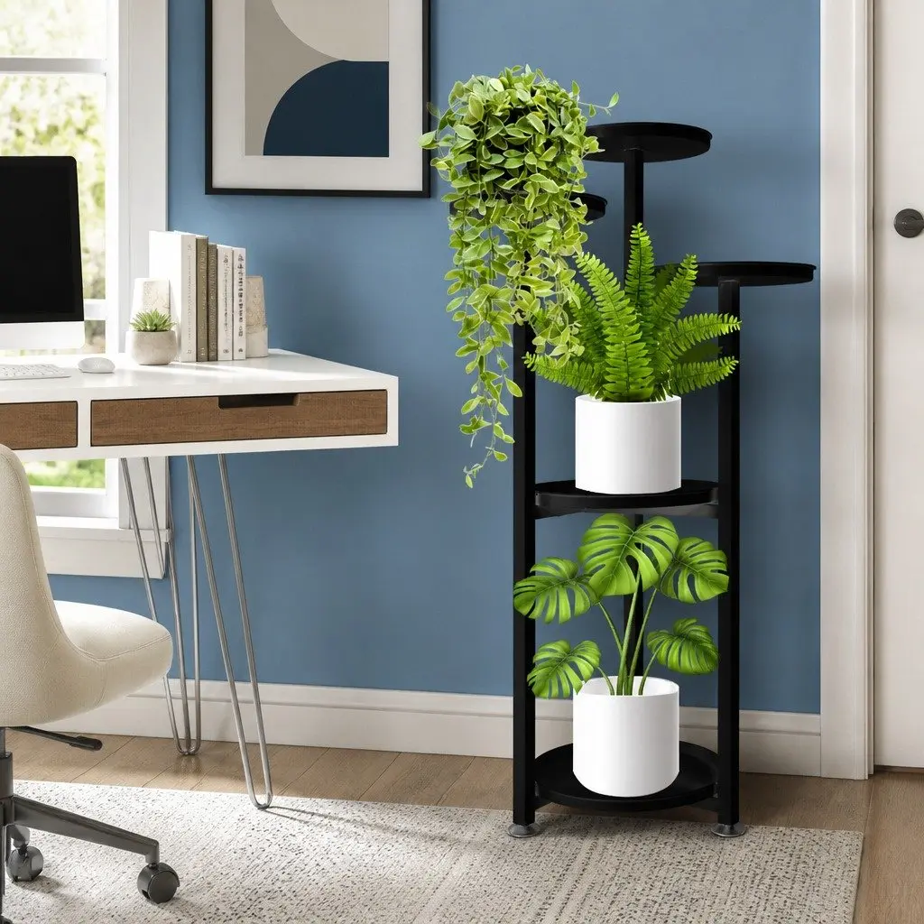 5 Tier Plant Stand Indoor Outdoor Display Shelf Black
