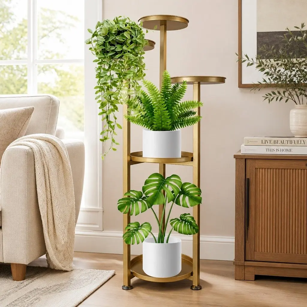 5 Tier Plant Stand Indoor Outdoor Metal Flower Pot Shelf Garden Display Rack