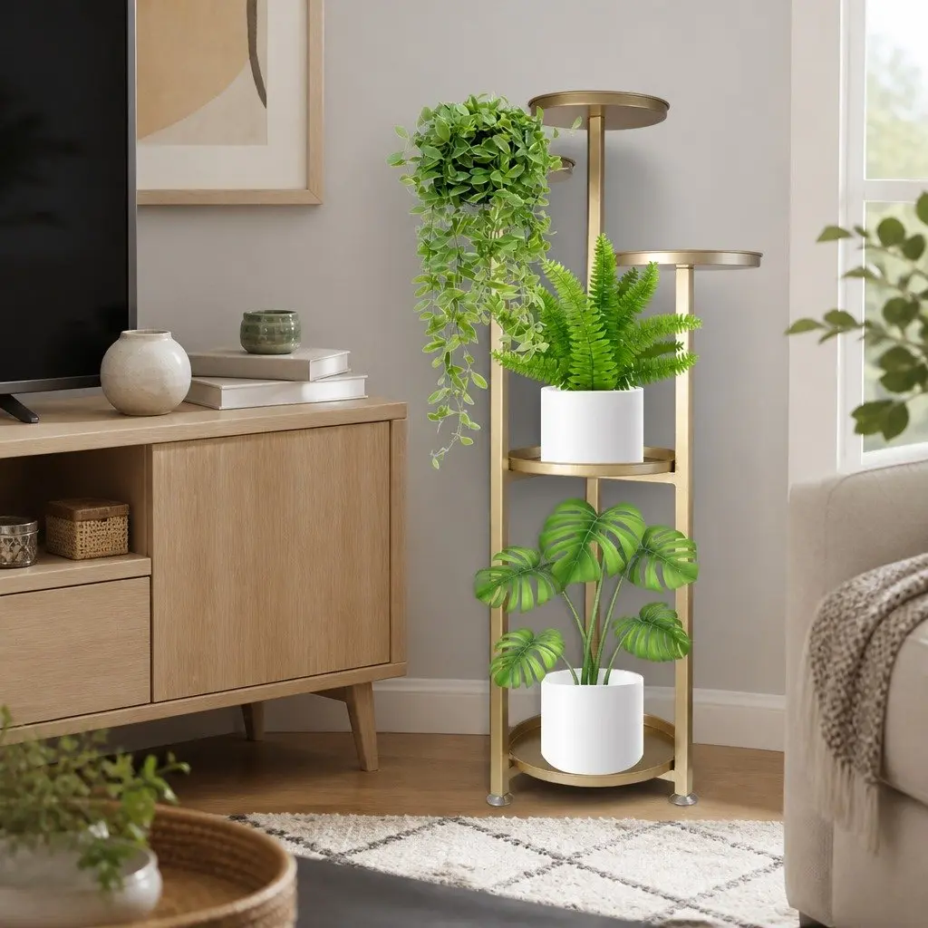 5 Tier Plant Stand Indoor Outdoor Metal Flower Pot Shelf Garden Display Rack