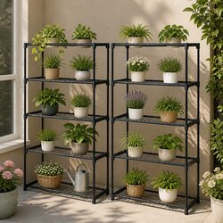 5 Tier Plant Stand Metal Garden Shelf Outdoor Indoor Balcony Organiser 90cm