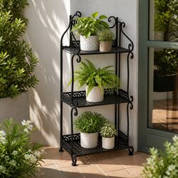 3 Tier Plant Stand Metal Outdoor Indoor Garden Balcony Flower Pot Rack Display