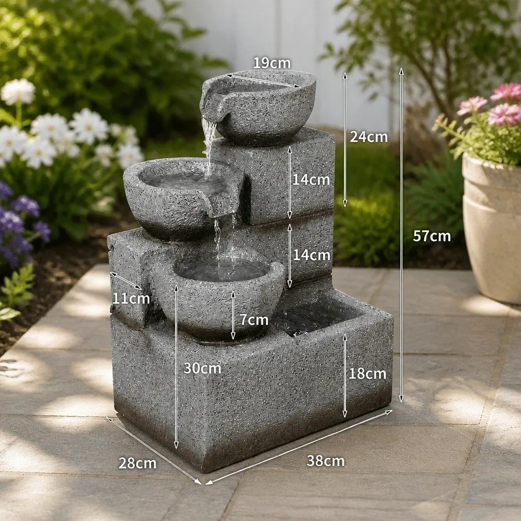 Electric Fountain Water Bird Bath Garden Outdoor Indoor Resin Sculpture Feature