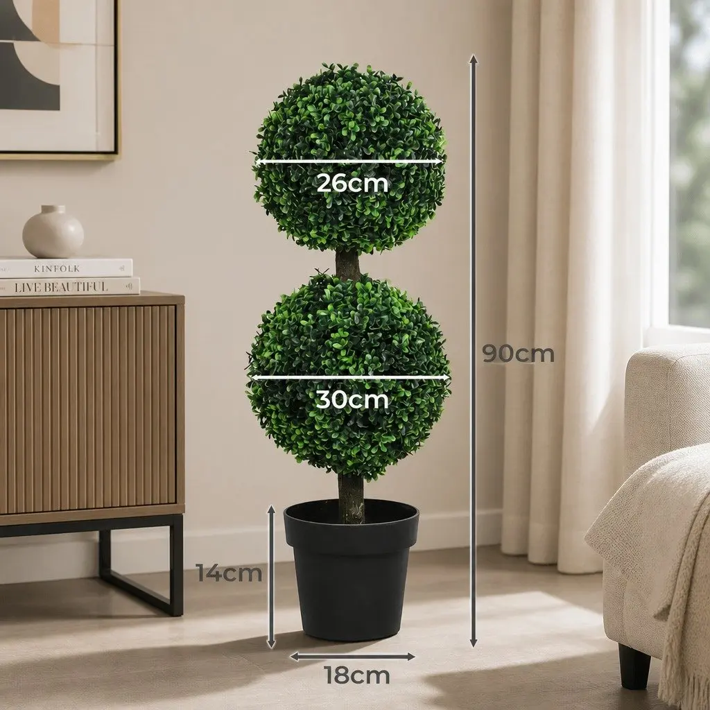 90cm Artificial Topiary Trees with Cement Pot