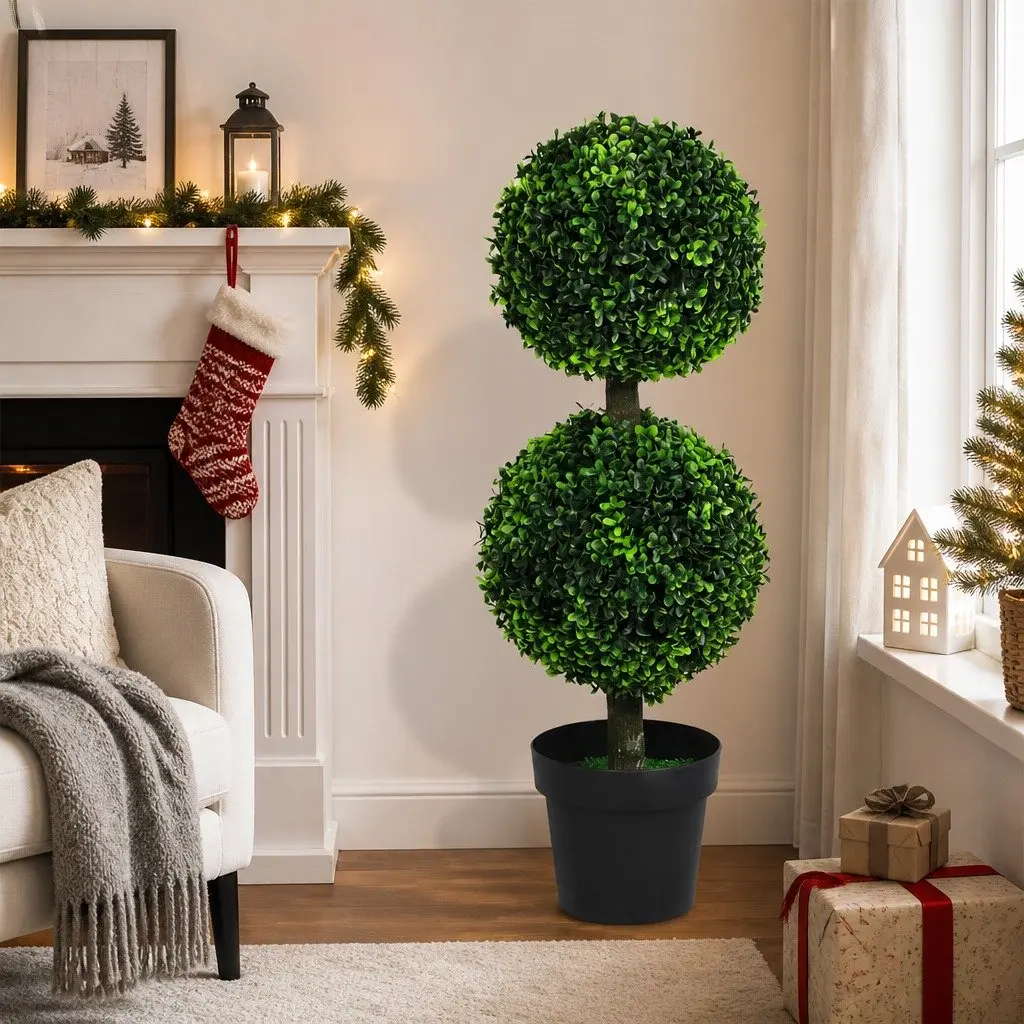 90cm Artificial Topiary Trees with Cement Pot