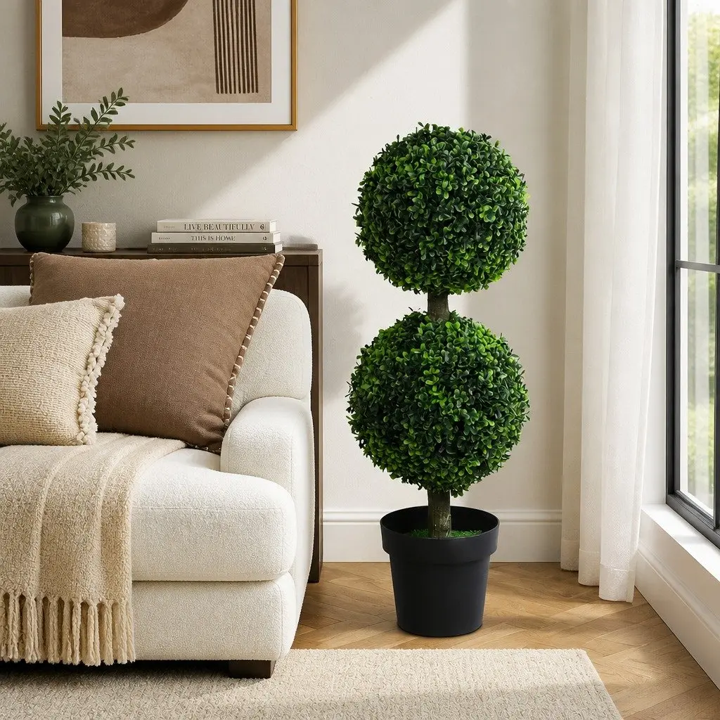 90cm Artificial Topiary Trees with Cement Pot