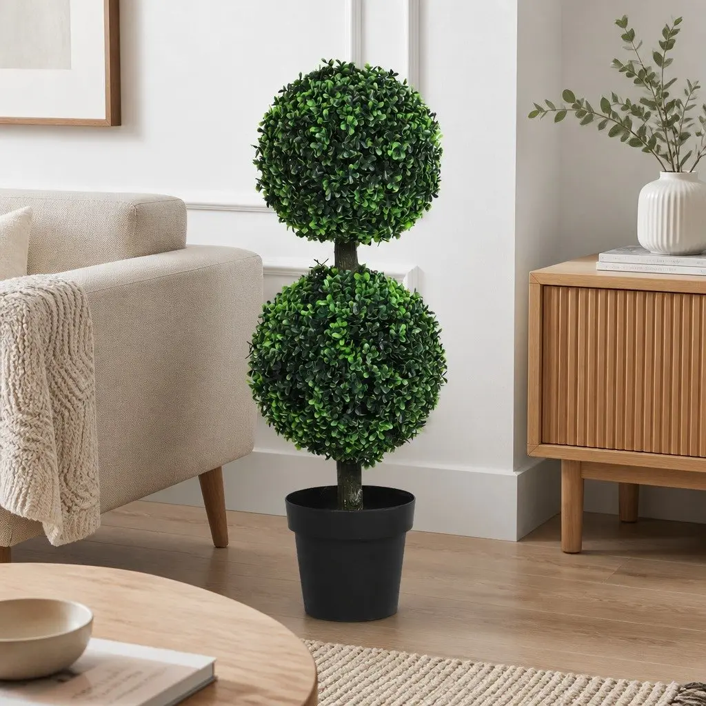 90cm Artificial Topiary Trees with Cement Pot