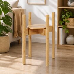 Bamboo Plant Stand with Adjustable Height 23-30cm