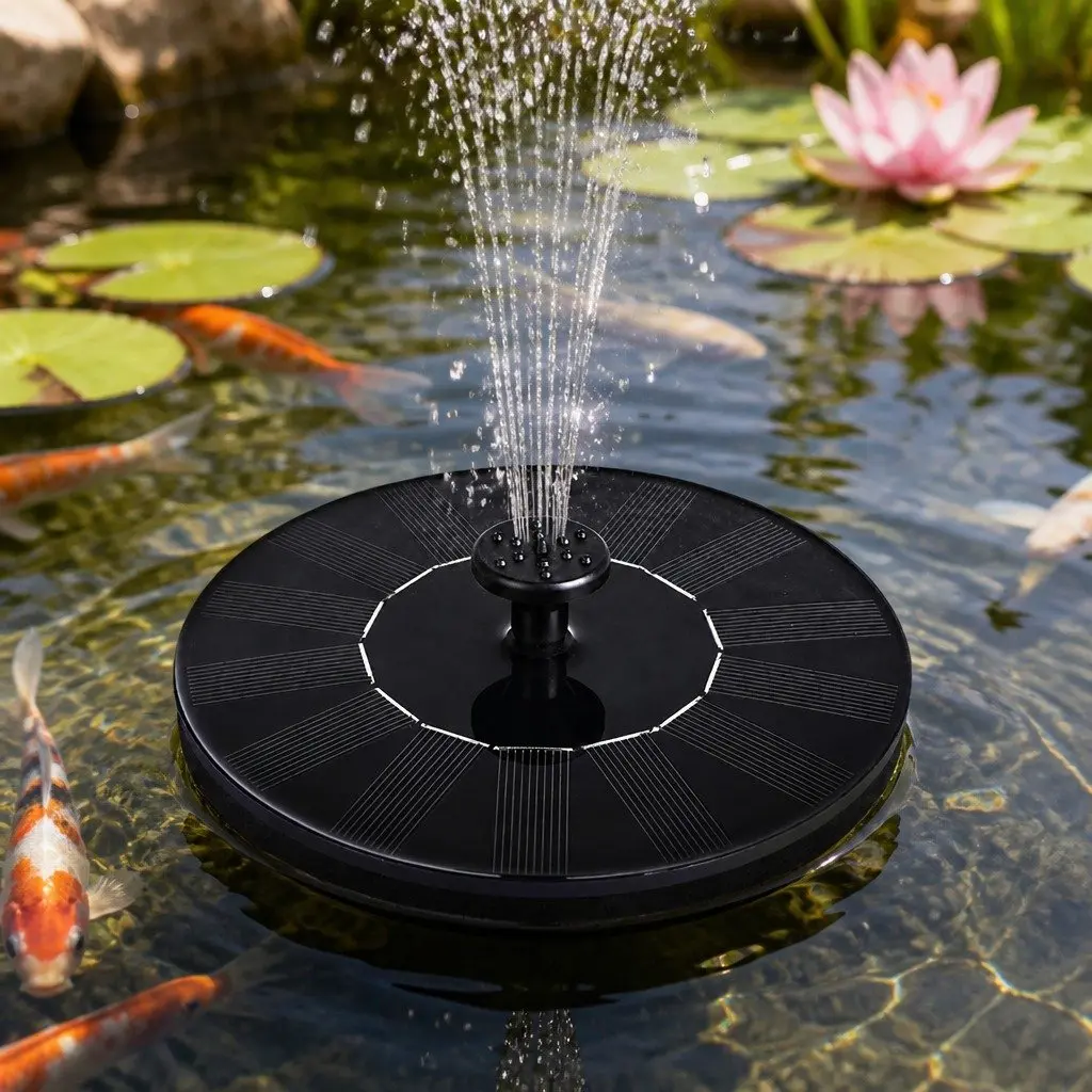 Solar Fountain Floating Pond Water Feature Kit 16cm x 16cm
