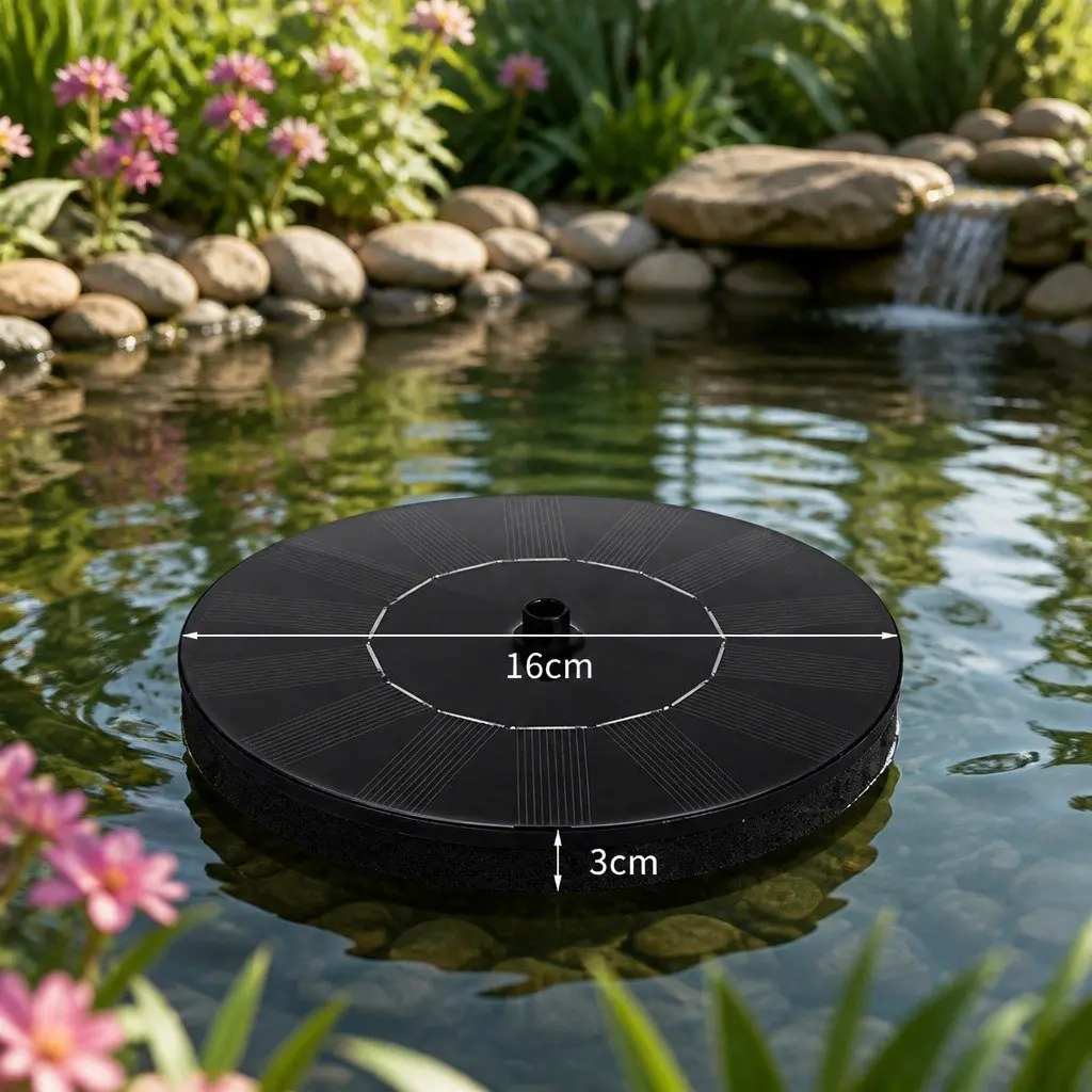 Solar Fountain Floating Pond Water Feature Kit 16cm x 16cm