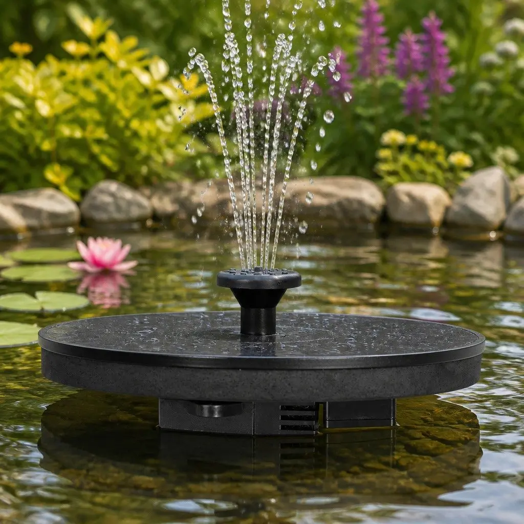Solar Fountain Floating Pond Water Feature Kit 16cm x 16cm