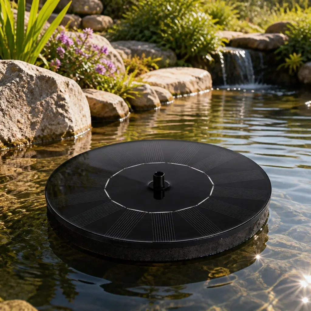 Solar Fountain Floating Pond Water Feature Kit 16cm x 16cm