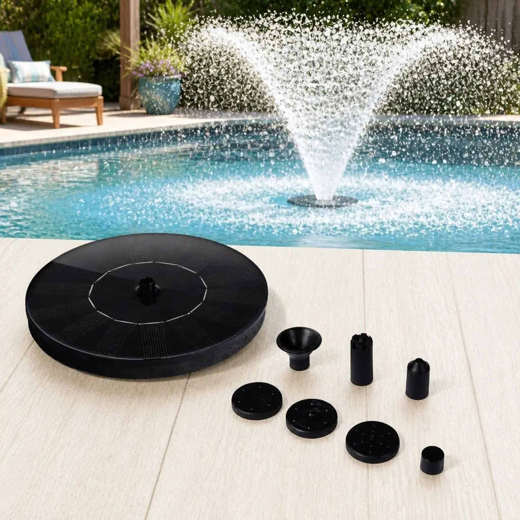 Solar Fountain Floating Pond Water Feature Kit 16cm x 16cm
