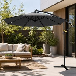 3M Charcoal Cantilever Umbrella with Solar LED Lighting Specs