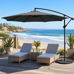 3m Cantilever Outdoor Umbrella Side Post Octagonal Garden Patio Shade Charcoal