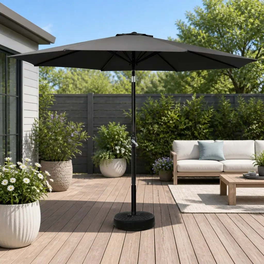 Outdoor Umbrella Garden Patio Beach 3m Octagonal Centre Post Sun Shade