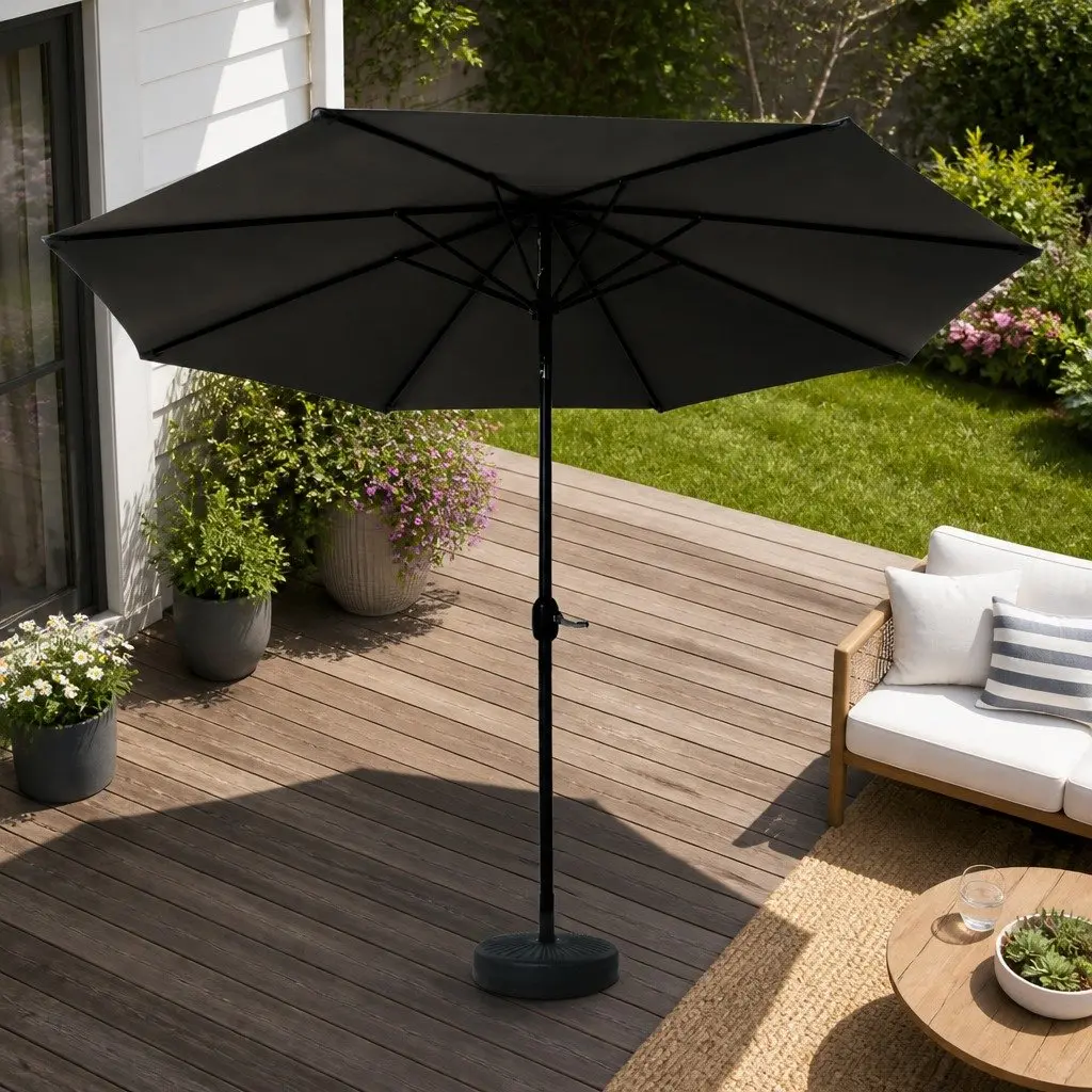 Outdoor Umbrella Garden Patio Beach 3m Octagonal Centre Post Sun Shade
