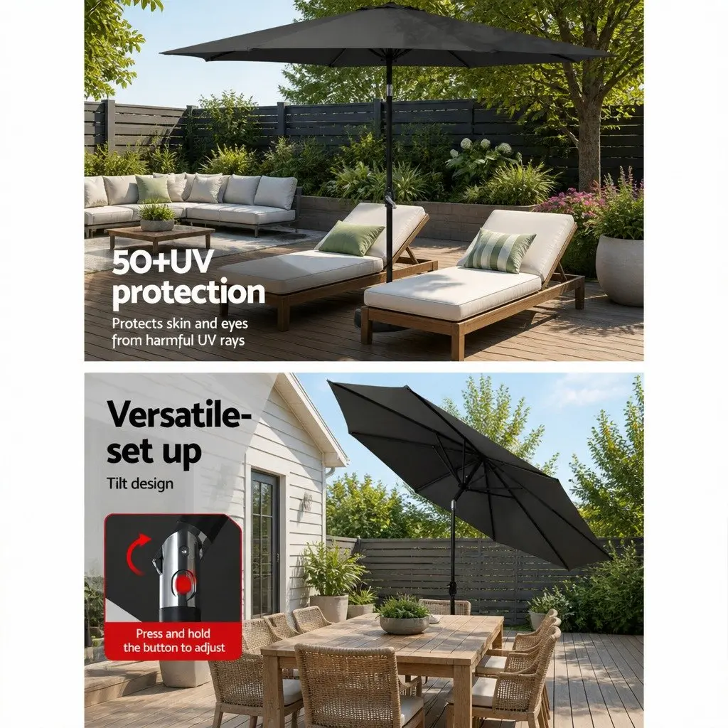 Outdoor Umbrella Garden Patio Beach 3m Octagonal Centre Post Sun Shade
