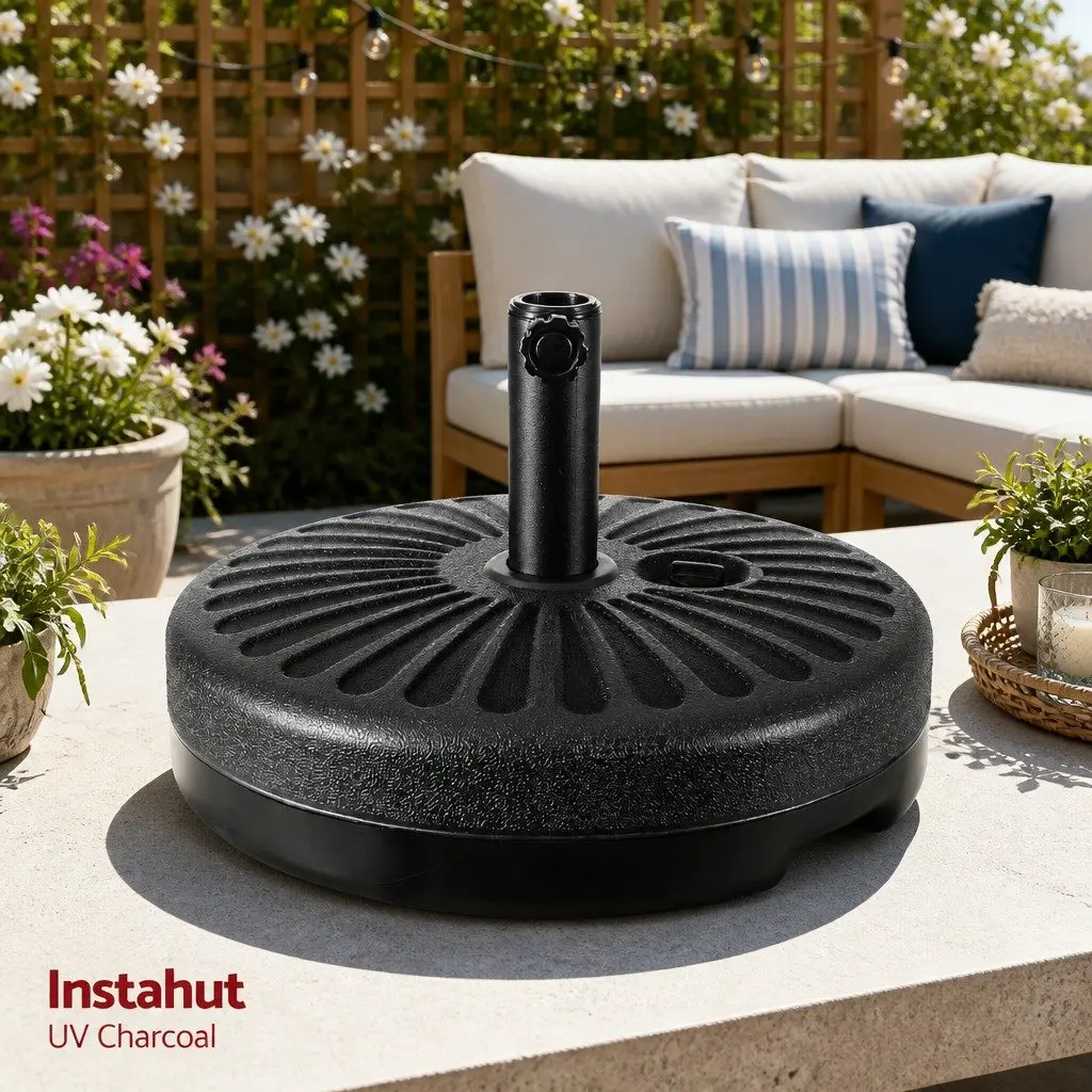 Outdoor Umbrella Garden Patio 3m Octagonal Centre Post Shade UV50+ Charcoal