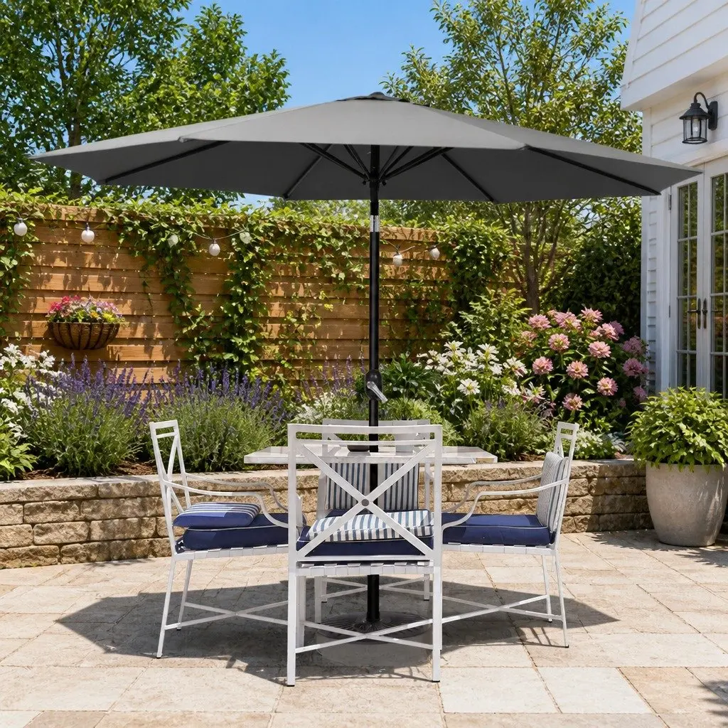 Outdoor Umbrella Garden Patio 3m Octagonal Centre Post Shade UV50+ Charcoal