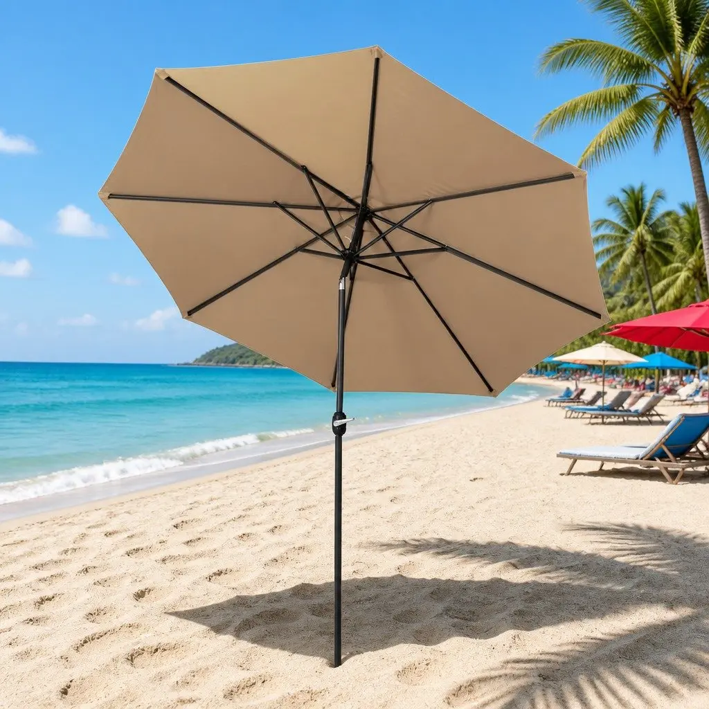 Outdoor Umbrella Garden Patio Beach 3m Octagon Beige Sunshade