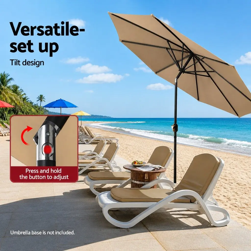 Outdoor Umbrella Garden Patio Beach 3m Octagon Beige Sunshade