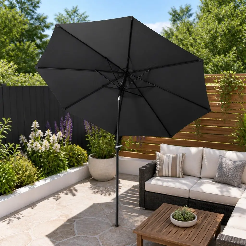 Outdoor Umbrella Garden Patio Beach 3m Octagon Black