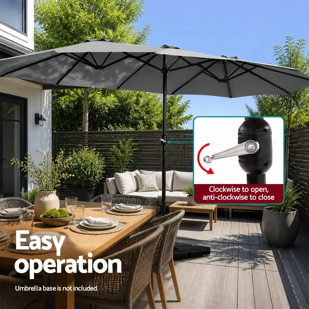 Outdoor Umbrella for Garden Patio Beach 4.57m Charcoal Dodecagon Canopy